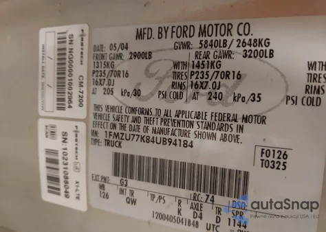 2004 Ford Explorer Sport Trac Adrenalin/Xls/Xlt z USA, uszkodzony, nr VIN 1FMZU77K84UB94184